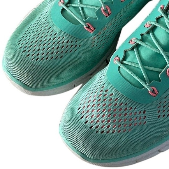 Skechers Air Cooled Memory Foam Teal Pink Athletic Sneakers Shoes Women US 8.5 - Picture 6 of 13